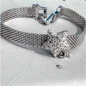 💫 Swarovski Silver Mesh Bracelet w/ Crystal Star Charm – Celestial Sparkle! 💫